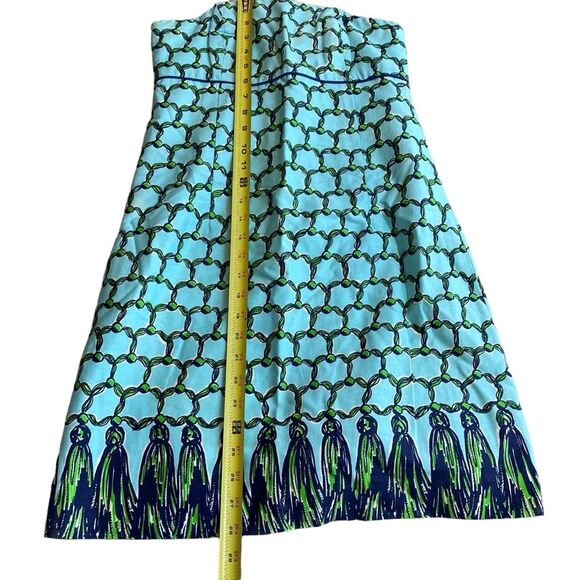 Lilly Pulitzer Women’s 2 Bowen Strapless Mini Dress Blue Green Macrame‎ Print - Picture 7 of 8